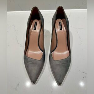 Giorgio Armani Gray Suede Pointed Toe Heels - size 8.5 / 38.5